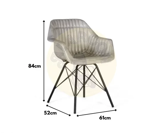Silla de Piel y Hierro Gris 61x52x84 Cm - Giner y Colomer (3)