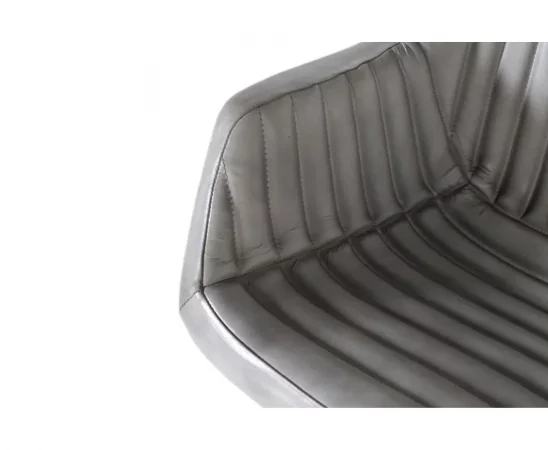 Silla de Piel y Hierro Gris 61x52x84 Cm - Giner y Colomer (4)