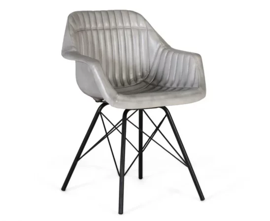 Silla de Piel y Hierro Gris 61x52x84 Cm - Giner y Colomer (5)