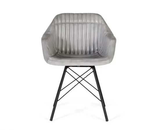 Silla de Piel y Hierro Gris 61x52x84 Cm - Giner y Colomer (6)
