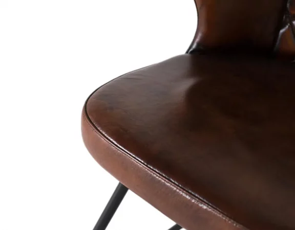 Silla de Piel y Hierro Marron 51x60x84 Cm - Giner y Colomer (3)