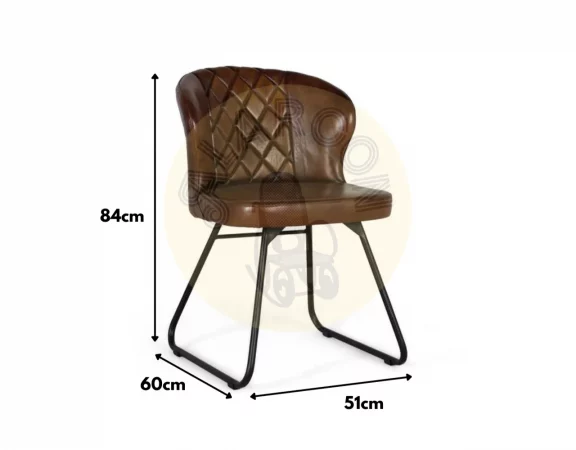 Silla de Piel y Hierro Marron 51x60x84 Cm - Giner y Colomer (4)