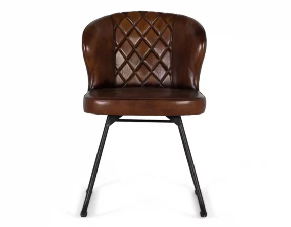 Silla de Piel y Hierro Marron 51x60x84 Cm - Giner y Colomer (5)