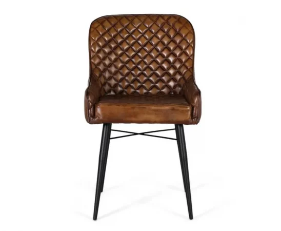 Silla de Piel y Hierro Marron 62x51x87 Cm - Giner y Colomer (2)