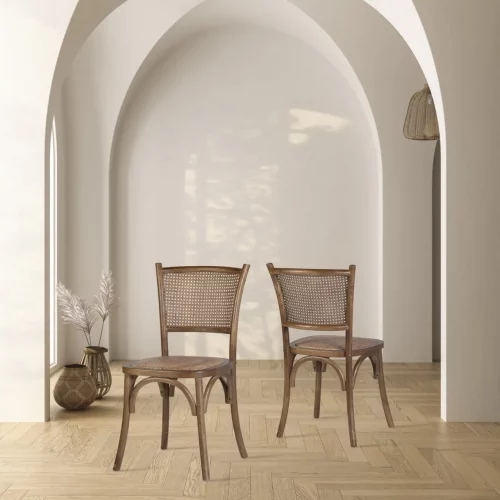 Silla en Madera de Roble con Asiento y Respaldo de Rejilla 45x42x89 Cm - Moycor (6)