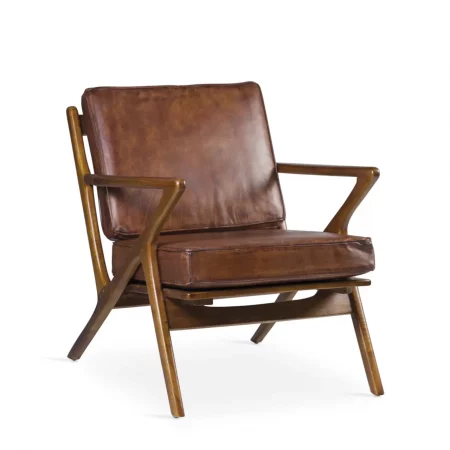 Sillón Natural Madera Teka Con Cojín Piel 65x75x75 Cm - Moycor (2)