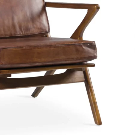 Sillón Natural Madera Teka Con Cojín Piel 65x75x75 Cm - Moycor (4)