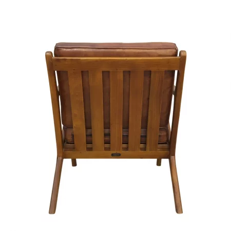 Sillón Natural Madera Teka Con Cojín Piel 65x75x75 Cm - Moycor (7)