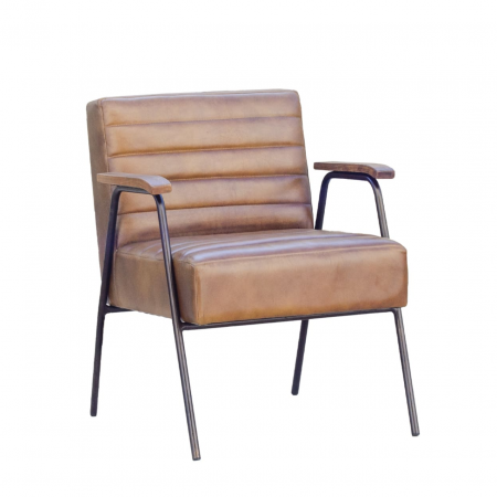 Sillón New Boston de Piel y Hierro Apoyadores de Madera de Mango - Moycor (1)