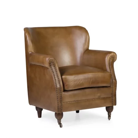 Sillón Orejero Boston de Piel Marrón 65x72x80 Cm - Moycor (1)