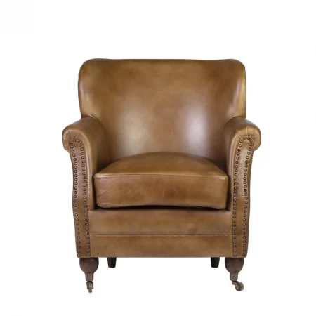 Sillón Orejero Boston de Piel Marrón 65x72x80 Cm - Moycor (2)