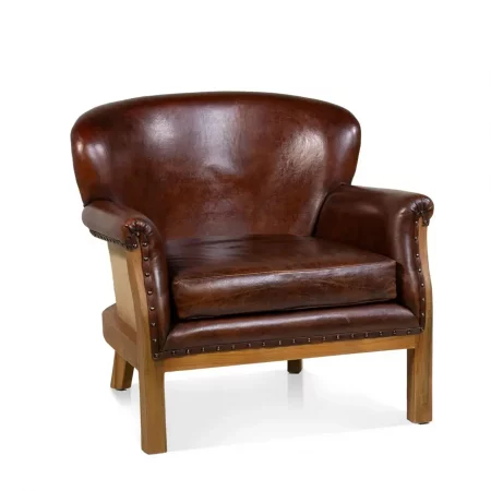 Sillón Orejero Piel y Teka 80x75x79 Cm - Moycor (1)