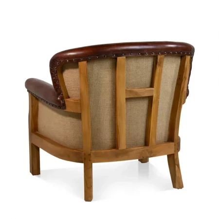 Sillón Orejero Piel y Teka 80x75x79 Cm - Moycor (4)