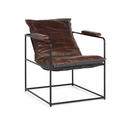 Sillón Piel Estructura Metal 63x82x76 Cm - Giner y Colomer (1)
