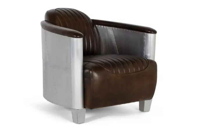 Sillon Piel Marron Aluminio 76x90x75 Cm - Giner y Colomer (2)