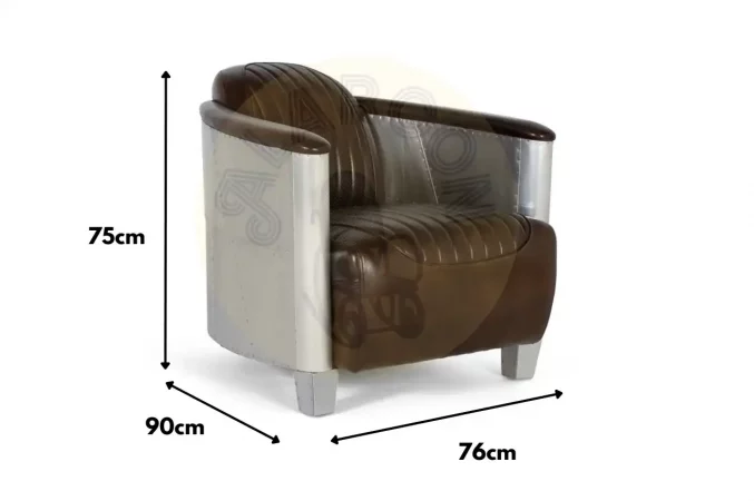 Sillon Piel Marron Aluminio 76x90x75 Cm - Giner y Colomer (5)