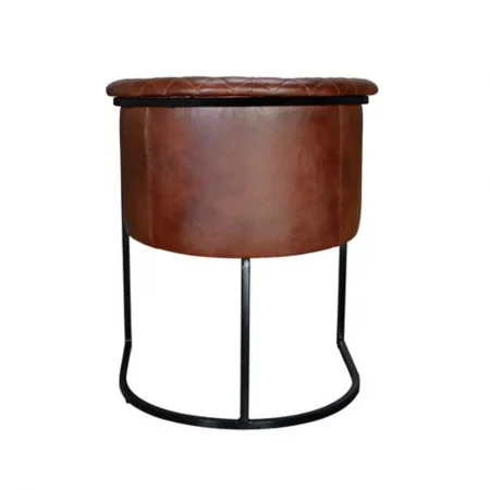 Sillón Tapizado Piel Marrón Patas Metal Negro Estilo Industrial 62x60x76 Cm - Giner y Colomer (2)