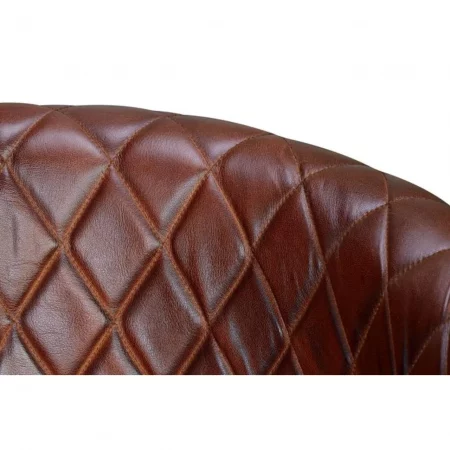 Sillón Tapizado Piel Marrón Patas Metal Negro Estilo Industrial 62x60x76 Cm - Giner y Colomer (4)
