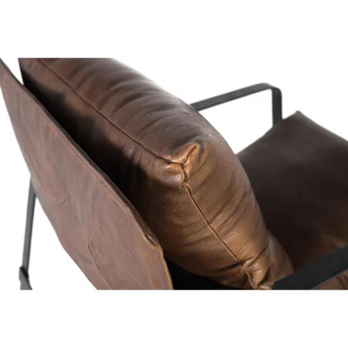Sillón Tapizado Piel Marrón y Estructura Metal 58x80x80 Cm - Giner y Colomer (4)