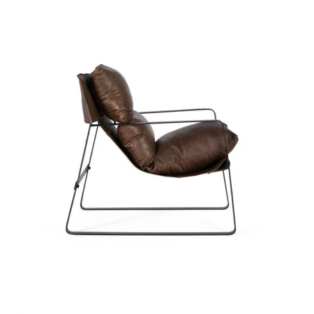 Sillón Tapizado Piel Marrón y Estructura Metal 58x80x80 Cm - Giner y Colomer (5)