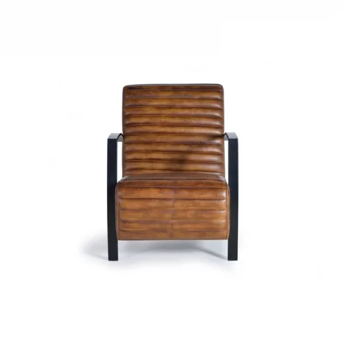 Sillón Tapizado Piel Vacuno Patas Metal 75x82x82 Cm - Giner y Colomer (1)