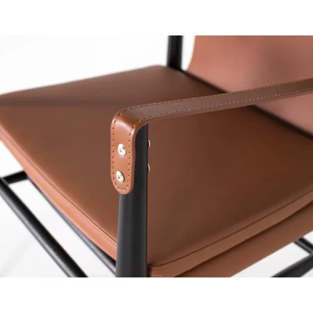 Sillón Tapizado en Cuero Sintético y Madera de Fresno en Color Marrón 57x52x80 Cm - Giner y Colomer (2)