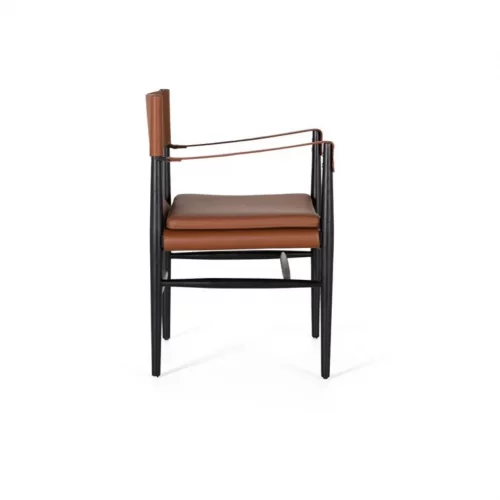 Sillón Tapizado en Cuero Sintético y Madera de Fresno en Color Marrón 57x52x80 Cm - Giner y Colomer (4)