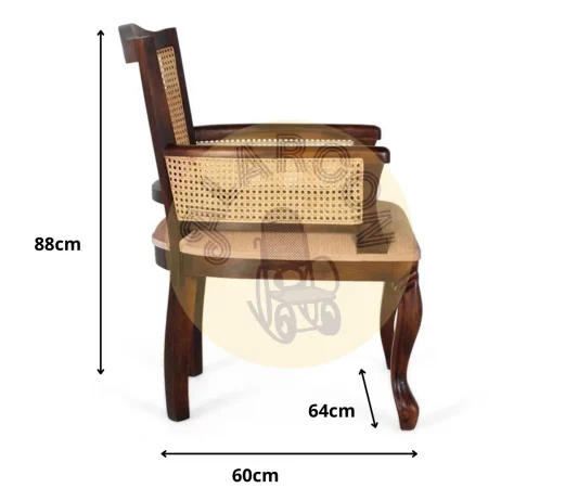 Sillón clásico de madera de acacia con rejilla y asiento tapizado 88x64x60 cm-MOVIL (2)