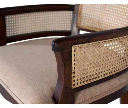 Sillón clásico de madera de acacia con rejilla y asiento tapizado 88x64x60 cm-MOVIL (4)