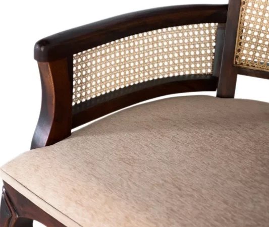 Sillón clásico de madera de acacia con rejilla y asiento tapizado 88x64x60 cm-MOVIL (5)