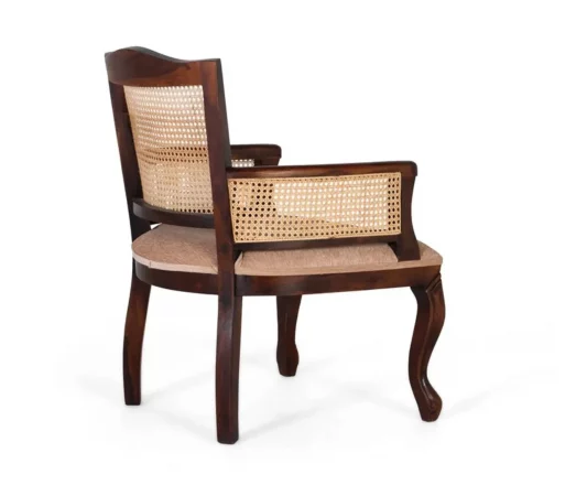 Sillón clásico de madera de acacia con rejilla y asiento tapizado 88x64x60 cm-MOVIL (6)