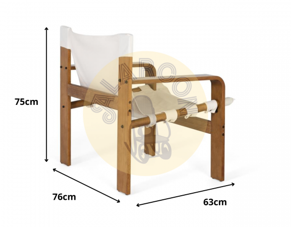 Sillón de Madera de Caucho con Lona Beige Diseño Contemporáneo 75x76x63 cm (2)