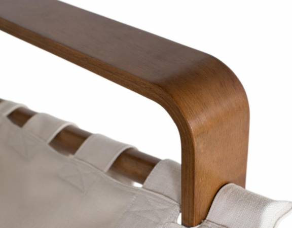 Sillón de Madera de Caucho con Lona Beige Diseño Contemporáneo 75x76x63 cm (5)