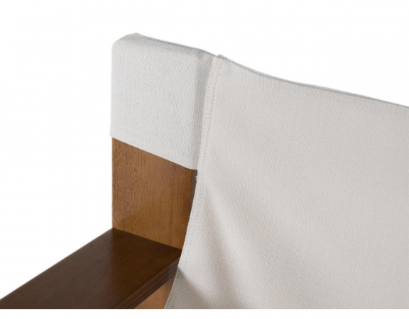 Sillón de Madera de Caucho con Lona Beige Diseño Contemporáneo 75x76x63 cm (6)