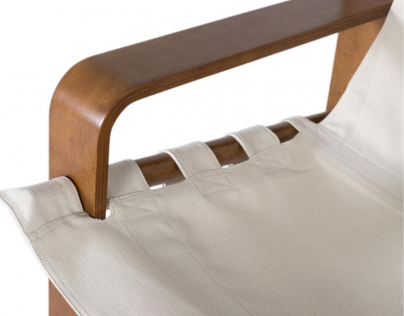 Sillón de Madera de Caucho con Lona Beige Diseño Contemporáneo 75x76x63 cm (7)