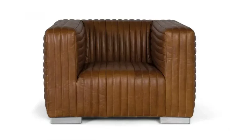 Sillon de Piel Marron 103x98x67 Cm - Giner y Colomer (1)