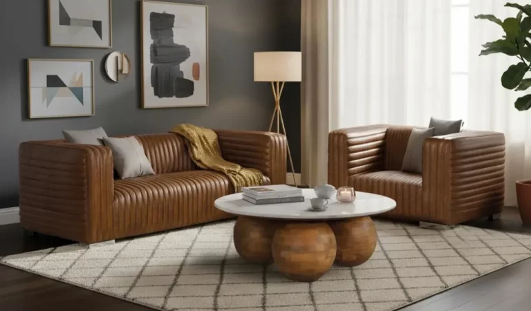 Sillon de Piel Marron 103x98x67 Cm - Giner y Colomer (2)