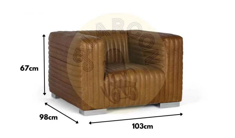 Sillon de Piel Marron 103x98x67 Cm - Giner y Colomer (4)