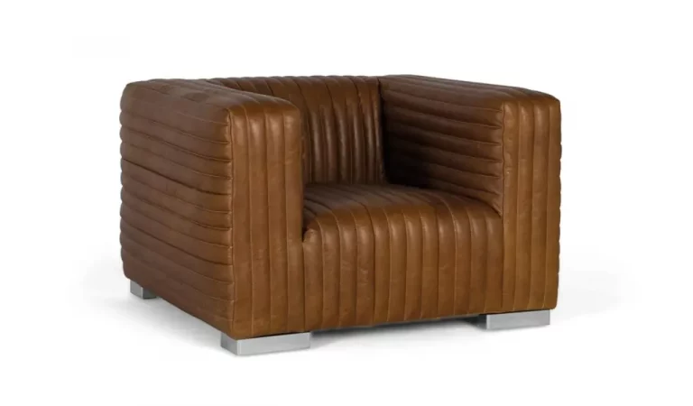 Sillon de Piel Marron 103x98x67 Cm - Giner y Colomer (5)