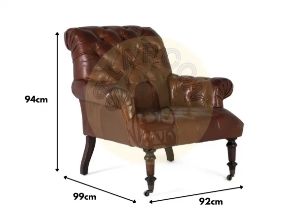 Sillon de Piel Marron 92x99x94 Cm - Giner y Colomer (2)