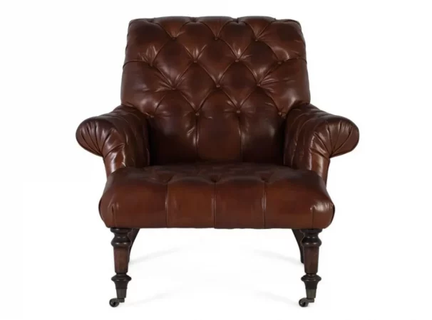 Sillon de Piel Marron 92x99x94 Cm - Giner y Colomer (4)