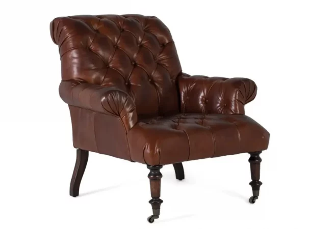 Sillon de Piel Marron 92x99x94 Cm - Giner y Colomer (6)
