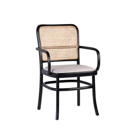 Sillón en Madera de Teka en Color Negro Tapizado 56x59x87 Cm - Moycor (1)