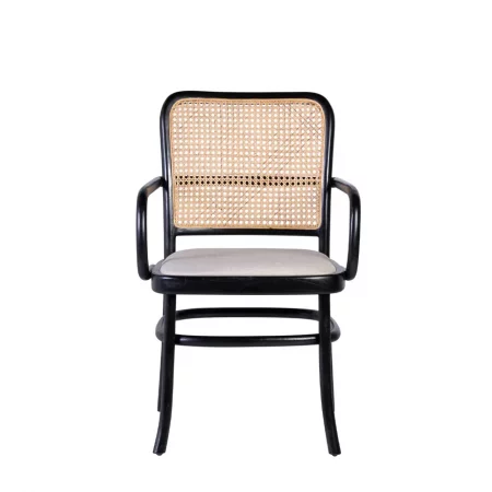 Sillón en Madera de Teka en Color Negro Tapizado 56x59x87 Cm - Moycor (2)