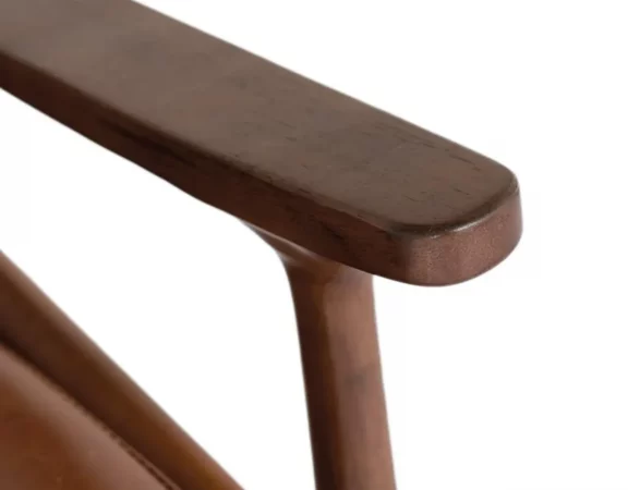 Sillón moderno retro en madera de caucho y tapizado marrón teja - 81x75x75 cm-MOVIL (6)