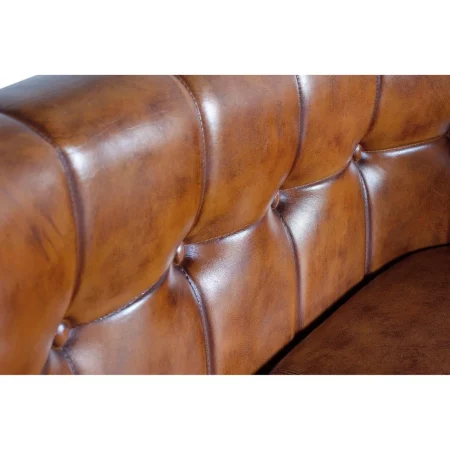 Sofá 2 Plazas Piel Marrón Estructura Metal Negro 115x73x80 Cm - Giner y Colomer (5)