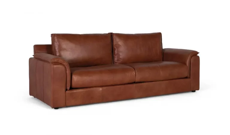 Sofá 3 Plazas de Piel Marron 227x95x85 Cm - Giner y Colomer (1)