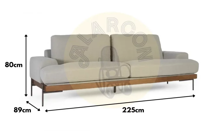 Sofá 3 Plazas en Tela de Lino 225x89x80 Cm - Giner y Colomer (4)