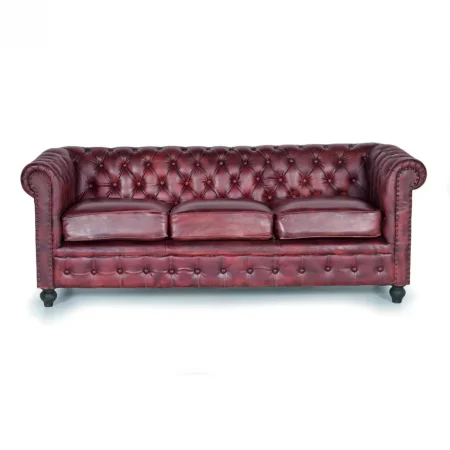 Sofá Chéster 3 Plazas Piel Color Marrón 200x85x76 Cm - Giner y Colomer (2)