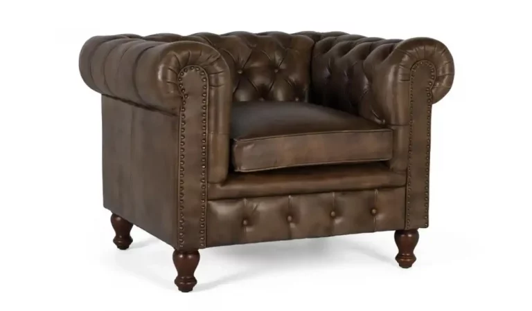 Sofá Chester Tapizado con Piel Marron 105x82x75 Cm - Giner y Colomer (2)